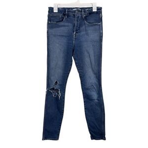Good American Medium Wash Good Curve Mid Rise Skinny Jeans
